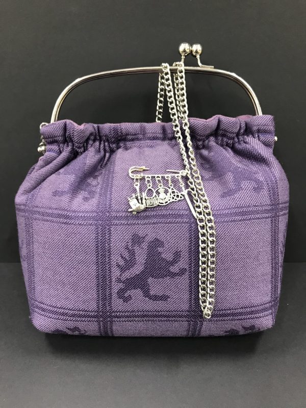 Purple Scottish Rampart Lion large Clasp Shoulder Bag