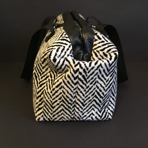 Gladstone Style Bag, Black/White Chevron