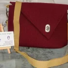 Jewel Bag Large, Merlot Pindot Wool with Asymmetrical Flap