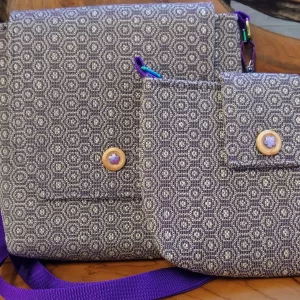 2 in 1 Lavender Tapestry Bag Hexagonal Pattern