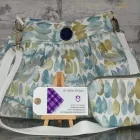 Skirt Bag with a Pouch, Blue Dash Cotton