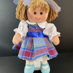 Collectable Brown Hair Rag Doll,  Hope Tartan Dress, 38cm tall