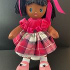 Collectable Rag Doll with Black Hair and Merida Tartan/ Velvet Dress, 45cm tall