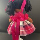 Collectable Rag Doll with Black Hair and Merida Tartan/ Velvet Dress, 45cm tall - Image 2