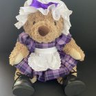 Collectable Large Bear , dressed in Hope Tartan Dress With Pinny and Mop Cap, 40cm tall
