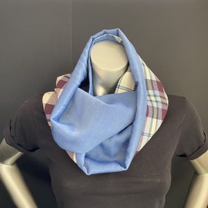 Infinity Scarf Purple Sheil Tartan Blue Silky Velvet Lining