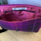 Harris Tweed Violet Shoulder Bag, adjustable webbing strap, Pink and dark pink check tweed - Image 2