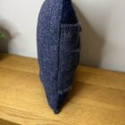 Harris Tweed Cushion 14 Inch Square Blue/Grey Check With Blue Herringbone Sash And Back With Hidden Zip - Image 4