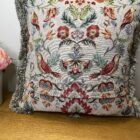 Tapestry Cushion, 40cm square, Wm Morris Grey Strawberry Thief fabric design - Image 2