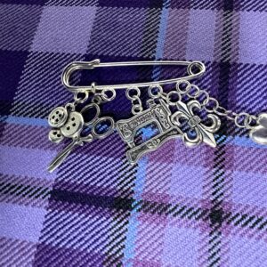 Sewing Themed Kilt Pin Silver Tone