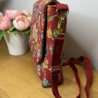 2 in 1 bag, in Wm Morris Red Tapestry Fabric with Red Faux Silk Lining - Image 3