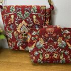 2 in 1 bag, in Wm Morris Red Tapestry Fabric with Red Faux Silk Lining - Image 5