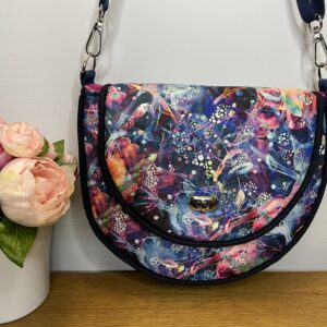 Piped Saddle Bag, in Colourburst design Waterproof fabric