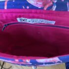 Messenger Shoulder Bag, Navy/Pink Flamingo design Cotton Drill Fabric, Adjustable Shoulder Strap, Pink Piping on Flap, Pink Cotton Lining - Image 2
