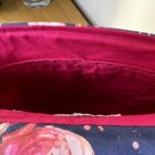 Messenger Shoulder Bag, Navy/Pink Flamingo design Cotton Drill Fabric, Adjustable Shoulder Strap, Pink Piping on Flap, Pink Cotton Lining - Image 3
