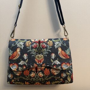 Edith Shoulder Bag, William Morris Blue Strawberry Thief Tapestry Fabric